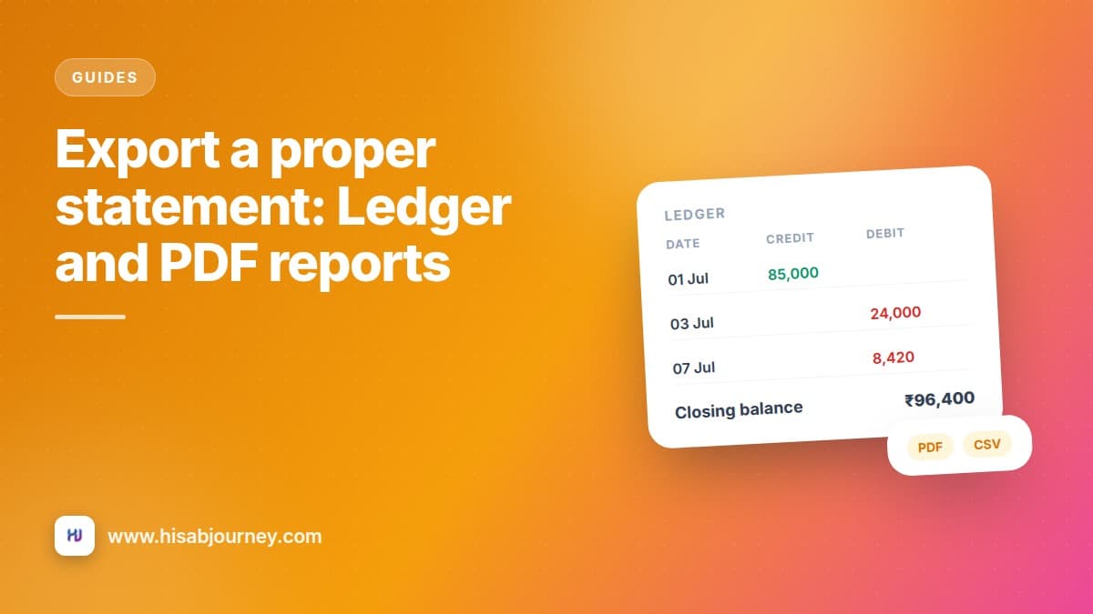 Illustration of a ledger statement with credit and debit rows and a closing balance